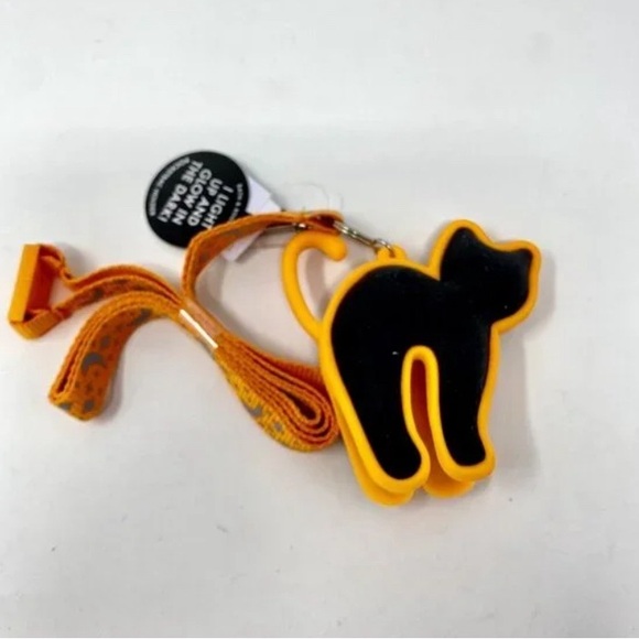 Halloween Black Cat Lanyard Keychain Pocket *Bac Holder Bath & Body Works EUC - Picture 3 of 5